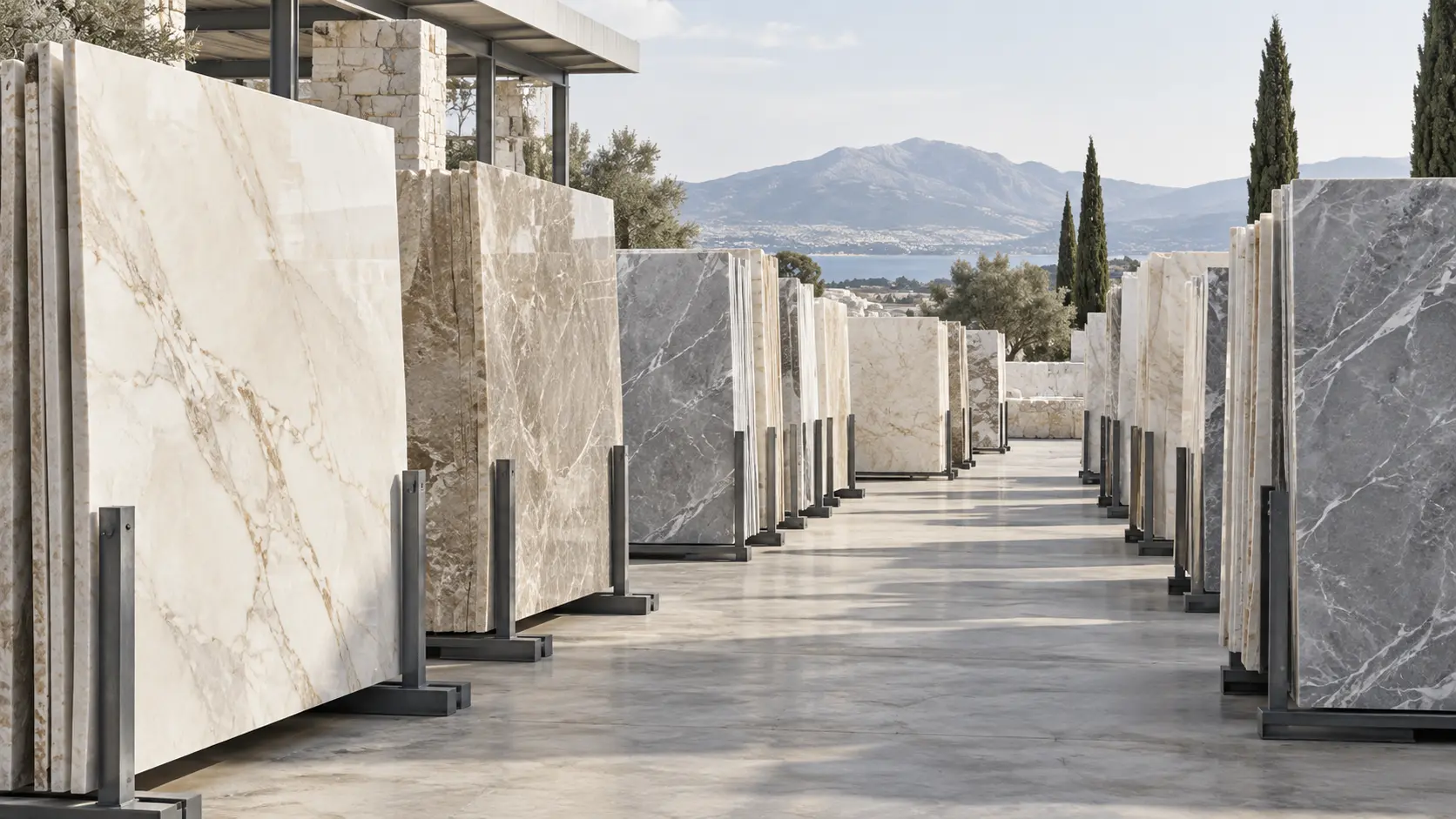 Turkish marble quarry block selection